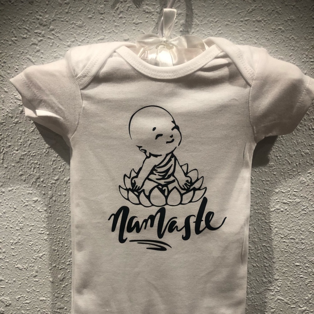 Handmade baby onesie-Namaste,short sleeve